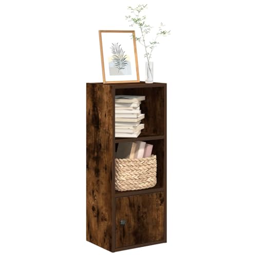 Bücherregal Räuchereiche 31x24x77 cm, vielseitiger Holzwerkstoff Schrank mit Tür, ideal für Bücher, Sammlerstücke, Akten und Zeitschriften, Flexible Aufbewahrung von Holamys