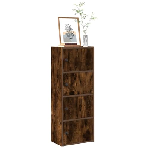 Bücherregal Räuchereiche 40x24x102 cm, Holzwerkstoff Schrank mit Tür, vielseitiger Stauraum für Bücher, Zeitschriften und Dokumente, pflegeleichtes Design für Wohnzimmer und Büro von Holamys