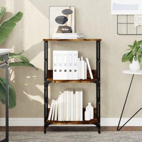 Bücherregal Räuchereiche 50x33x82 cm aus Holzwerkstoff mit Stahlrahmen, 2 Fächern und erhöhten Kanten, ideal für Wohnzimmer und Büro Bücherregal Räuchereiche 50x33x82 cm aus Holzwerkstoff mit Stahlrahmen, 2 Fächern und erhöhten Kanten, ideal für Wohnzimmer und Büro von Holamys