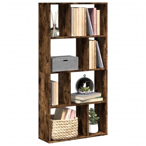 Bücherregal Räuchereiche 60x20x120 cm aus robustem Holzwerkstoff, vielseitiger Cube Storage Organizer für Bücher, Deko und Akten, ideal für Wohnzimmer, Büro und Schlafzimmer von Holamys