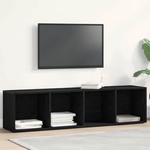 Bücherregal Schwarz Eichen-Optik, 36x30x143 cm, Hohes Standregal aus Holzwerkstoff für Bücher, Sammlerstücke und Pflanzen, Vielseitiger Cube Organizer für Zuhause von Holamys