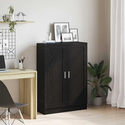 Bücherregal Schwarze Eiche 82,5x30,5x115cm, Holzwerkstoff, mit Türen und Regalen, modernes Design für Wohnzimmer Büro, vielseitiger Stauraum von Holamys