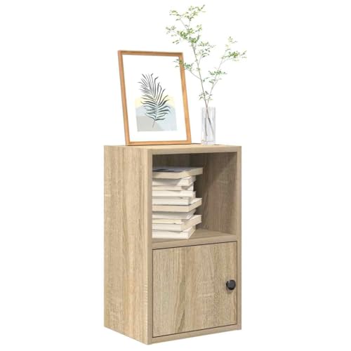 Bücherregal Sonoma-Eiche 31x24x52 cm, Holzwerkstoff, Kompaktes Standregal mit Tür, Vielseitiger Cube Organizer für Bücher und Deko von Holamys