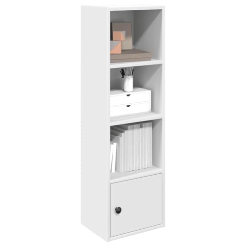 Bücherregal Weiß 31x24x102 cm, Holzwerkstoff, Standregal mit Tür, vielseitiger Cube Organizer für Bücher, Deko und Büro, Robustes Aufbewahrungsregal von Holamys