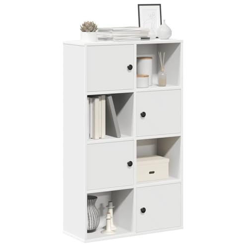 Bücherregal Weiß 60x24x101,5 cm, Modernes Standregal mit Tür, Holzwerkstoff, Vielseitiger Stauraum für Bücher, Zeitschriften, Deko, Robustes Design für Wohnzimmer, Büro, Schlafzimmer von Holamys