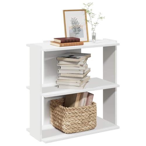 Bücherregal Weiß mit 3 Böden, 60x30x60 cm, vielseitiger Holzwerkstoff Lagerorganisator, Robustes Standregal für Bücher, Deko & Pflanzen, pflegeleichtes Design von Holamys