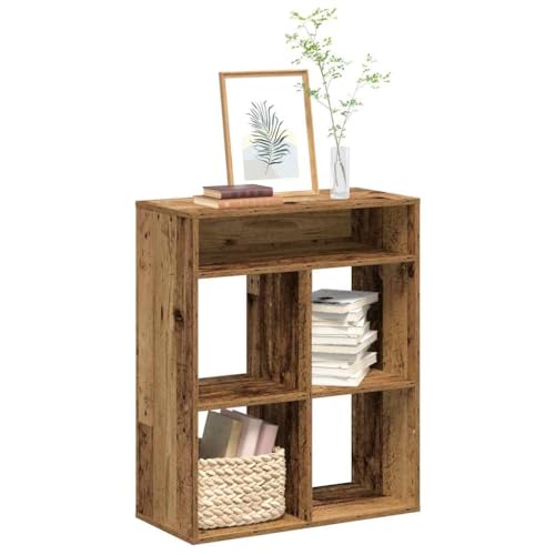Bücherregal im Altholz-Look 66x31x80 cm, robuster Holzwerkstoff, vielseitiger Cube Organizer für Bücher und Dekoration, ideal für Wohnzimmer und Büro von Holamys