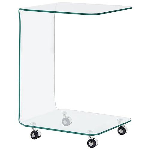 Couchtisch 45x40x63 cm, Hartglas Transparent, Moderner Beistelltisch mit 4 Rollen, Wohnzimmertisch aus Sicherheitsglas, Robuster Glastisch für Wohnzimmer Couchtisch 45x40x63 cm, Hartglas Transparent, Moderner Beistelltisch mit 4 Rollen, Wohnzimmertisch aus Sicherheitsglas, Robuster Glastisch für Wohnzimmer von Holamys