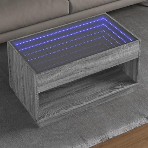 Couchtisch Grau Sonoma mit Infinity-LED, 90x50x50 cm, Holzwerkstoff, robuster Wohnzimmertisch, Moderne RGB-Beleuchtung für gemütliches Ambiente Couchtisch Grau Sonoma mit Infinity-LED, 90x50x50 cm, Holzwerkstoff, robuster Wohnzimmertisch, Moderne RGB-Beleuchtung für gemütliches Ambiente von Holamys
