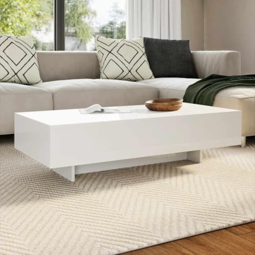 Couchtisch Hochglanz Weiß, Rechteckiger Moderner Beistelltisch, 115x55x31 cm, Pflegeleichter Kaffeetisch für Wohnzimmer, Elegantes Design Couchtisch Hochglanz Weiß, Rechteckiger Moderner Beistelltisch, 115x55x31 cm, Pflegeleichter Kaffeetisch für Wohnzimmer, Elegantes Design von Holamys