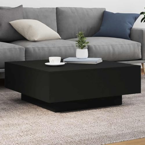 Couchtisch Schwarz 80x80x31 cm, Holzwerkstoff Wohnzimmertisch, Quadratischer Sofatisch Modern, Langlebiger Beistelltisch für Getränke, Vasen & Dekoration, Stilvolles Design von Holamys