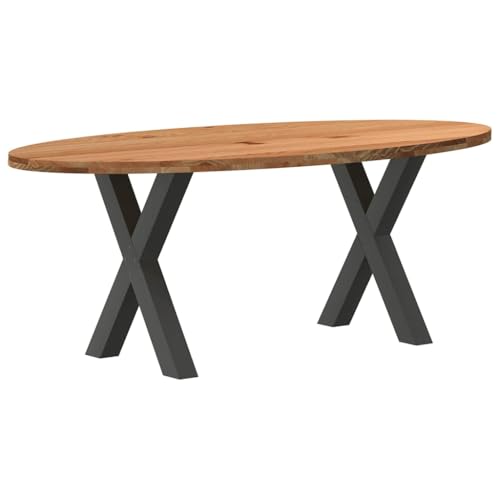 Esstisch Hellbraun 200x100x74 cm aus massivem Eichenholz, oval, mit verstellbaren Nivellierfüßen für Ihr Esszimmer Zuhause. von Holamys