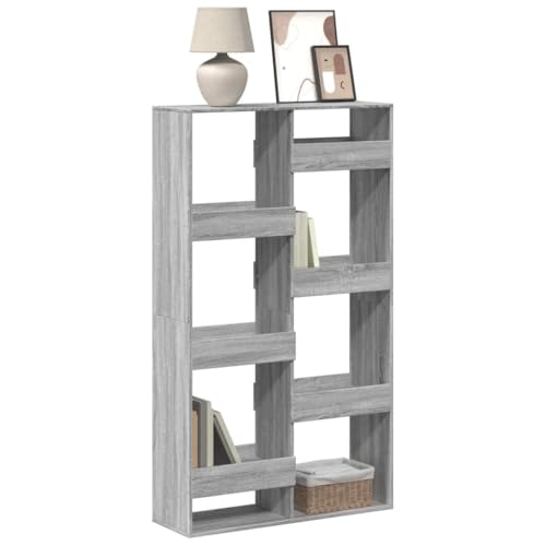 Großes Bücherregal Grau Sonoma 100x33x175 cm, Holzwerkstoff Standregal mit 8 Fächern, vielseitiger Raumteiler für Wohnzimmer & Büro, Robustes Aufbewahrungsregal von Holamys