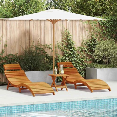 Holamys 2er Set klappbare Sonnenliegen aus massivem Akazienholz, geölt, für Garten, Pool und Terrasse, ideal zum Entspannen. von Holamys