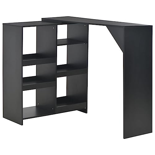 Holamys Bartisch mit beweglichem Regal, Schwarz, 138x39x110 cm, ideal für Essbereich, Küchen, platzsparende Nutzung Holamys Bartisch mit beweglichem Regal, Schwarz, 138x39x110 cm, ideal für Essbereich, Küchen, platzsparende Nutzung von Holamys