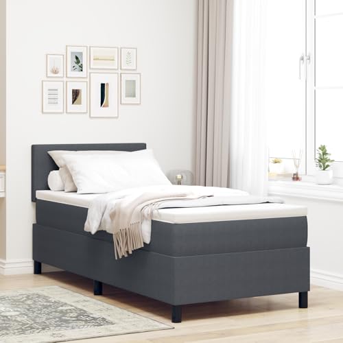 Holamys Boxspringbett mit Matratze, 80x200 cm, Dunkelgrau, Cord-Stoff, modern, platzsparend, für Schlafzimmer, Einzelbett Holamys Boxspringbett mit Matratze, 80x200 cm, Dunkelgrau, Cord-Stoff, modern, platzsparend, für Schlafzimmer, Einzelbett von Holamys