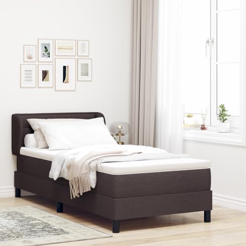 Holamys Boxspringbett mit Matratze, 90x200 cm, Dunkelbraun Stoff, Taschenfederkern, für Schlafzimmer, bequemer Schlaf von Holamys