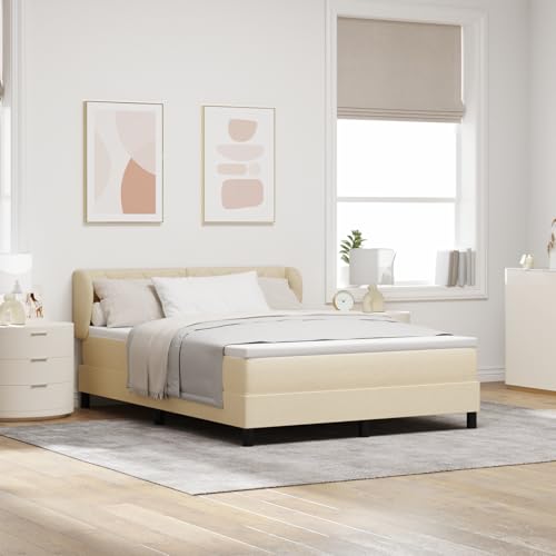 Holamys Boxspringbett mit Matratze, Creme, 140x200 cm, Stoff, Doppelte Taschenfederkern-Matratze für Schlafzimmer, Möbel Holamys Boxspringbett mit Matratze, Creme, 140x200 cm, Stoff, Doppelte Taschenfederkern-Matratze für Schlafzimmer, Möbel von Holamys
