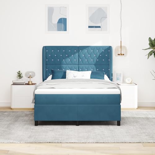 Holamys Boxspringbett mit Matratze, Dunkelblau, 140x200 cm, Samt, Komfort-Taschenfederkern, Schlafzimmer, Möbel Holamys Boxspringbett mit Matratze, Dunkelblau, 140x200 cm, Samt, Komfort-Taschenfederkern, Schlafzimmer, Möbel von Holamys