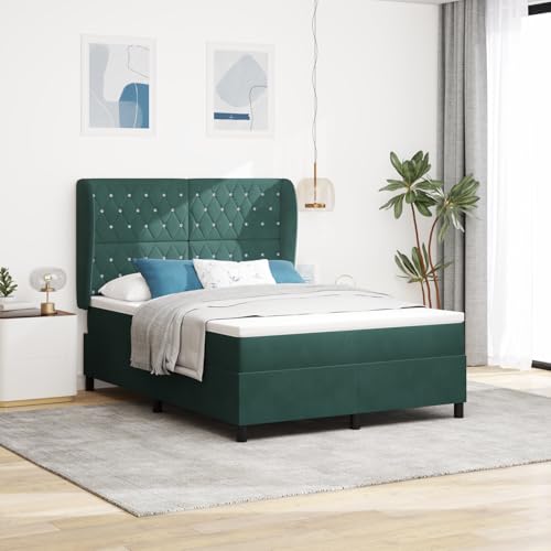 Holamys Boxspringbett mit Matratze, Dunkelgrün, 140x190 cm, Samt, für Schlafzimmer, bequemes Schlafen, modernes Design, Möbel Holamys Boxspringbett mit Matratze, Dunkelgrün, 140x190 cm, Samt, für Schlafzimmer, bequemes Schlafen, modernes Design, Möbel von Holamys