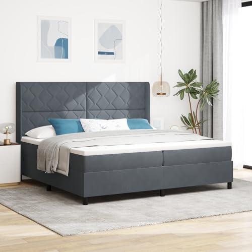 Holamys Boxspringbett mit Matratze, dunkelgrau, 200x200 cm, Samt, Komfortables Schlafzimmer Möbel, Platform Bett, strapazierfähiger Bettrahmen Holamys Boxspringbett mit Matratze, dunkelgrau, 200x200 cm, Samt, Komfortables Schlafzimmer Möbel, Platform Bett, strapazierfähiger Bettrahmen von Holamys