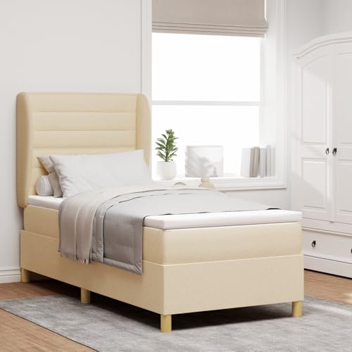 Holamys Boxspringbett mit Matratze Creme 100x200 cm Stoff, Robustes Einzelbett für Schlafzimmer, bequemer Schlafplatz, stilvolles Möbelstück Holamys Boxspringbett mit Matratze Creme 100x200 cm Stoff, Robustes Einzelbett für Schlafzimmer, bequemer Schlafplatz, stilvolles Möbelstück von Holamys