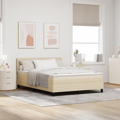 Holamys Boxspringbett mit Matratze Creme 140x190 cm, Stoffbezug, geometrisches Muster, Robustes Bed Frame, für Schlafzimmer, bequemes Schlaferlebnis Holamys Boxspringbett mit Matratze Creme 140x190 cm, Stoffbezug, geometrisches Muster, Robustes Bed Frame, für Schlafzimmer, bequemes Schlaferlebnis von Holamys