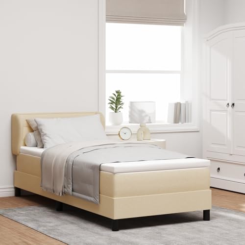 Holamys Boxspringbett mit Matratze Creme 90x200 cm, Stoffbezug, atmungsaktiv, Taschenfederkern, ideal für Schlafzimmer, bequemes Einzelbett Holamys Boxspringbett mit Matratze Creme 90x200 cm, Stoffbezug, atmungsaktiv, Taschenfederkern, ideal für Schlafzimmer, bequemes Einzelbett von Holamys