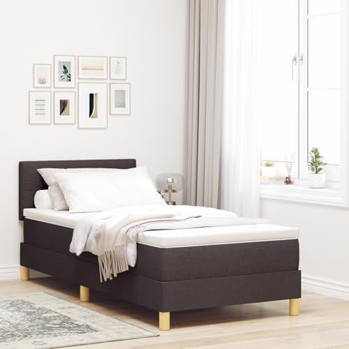 Holamys Boxspringbett mit Matratze & LED, Dunkelbraun 80x200 cm, Stoffbezug, modernes Schlafzimmer Möbel für Erwachsene, Einzelbett mit Lattenrost Holamys Boxspringbett mit Matratze & LED, Dunkelbraun 80x200 cm, Stoffbezug, modernes Schlafzimmer Möbel für Erwachsene, Einzelbett mit Lattenrost von Holamys