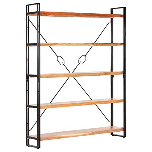 Holamys Bücherregal 5 Fächer 140x30x180 cm, Akazie Massivholz mit pulverbeschichtetem Stahlrahmen, Industriestil Standregal für Bücher, Akten und Deko Holamys Bücherregal 5 Fächer 140x30x180 cm, Akazie Massivholz mit pulverbeschichtetem Stahlrahmen, Industriestil Standregal für Bücher, Akten und Deko von Holamys