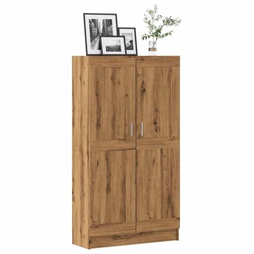 Holamys Bücherregal Artisan-Eiche 82,5x30,5x150 cm, 4-Etagen-Holzwerkstoff-Bücherschrank mit Tür, robust & pflegeleicht, ideal für Wohnzimmer, Büro & Arbeitszimmer von Holamys