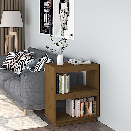 Holamys Bücherregal Honigbraun 60x35x71 cm Massivholz Kiefer, Elegantes Cube Storage für Bücher, Zeitschriften und Deko, vielseitiger Organizer für Wohnzimmer und Büro von Holamys