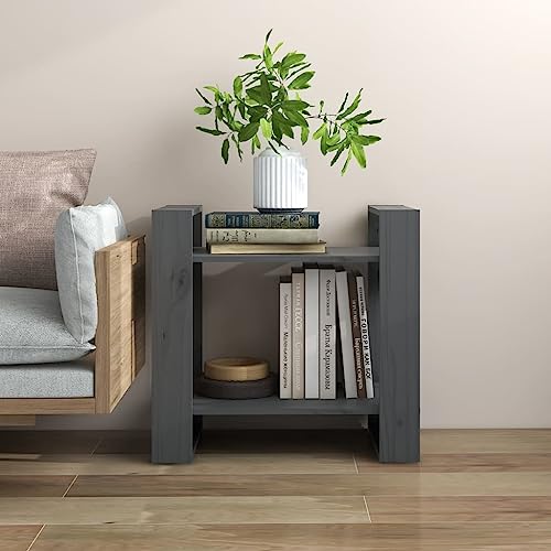 Holamys Bücherregal Raumteiler Grau, 60x35x57 cm Massivholz Kiefer, vielseitiges Würfel-Aufbewahrungsregal für Wohnzimmer, Büro & Zuhause von Holamys