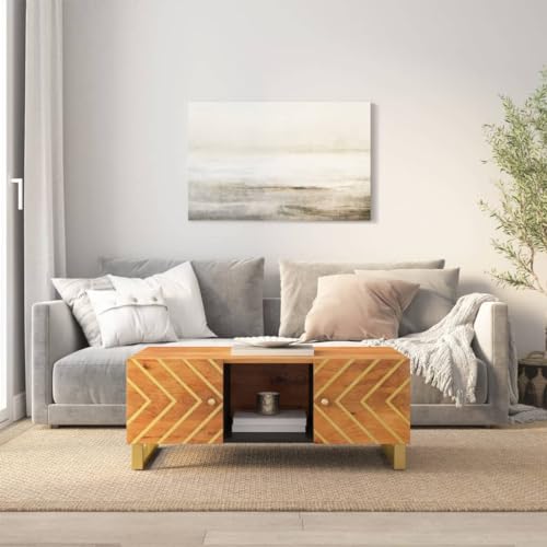 Holamys Couchtisch Braun Schwarz 100x54x40 cm, Massivholz Mango, mit Stauraum, Eisenbeine, robuster Beistelltisch für Wohnzimmer, modernes Design Holamys Couchtisch Braun Schwarz 100x54x40 cm, Massivholz Mango, mit Stauraum, Eisenbeine, robuster Beistelltisch für Wohnzimmer, modernes Design von Holamys