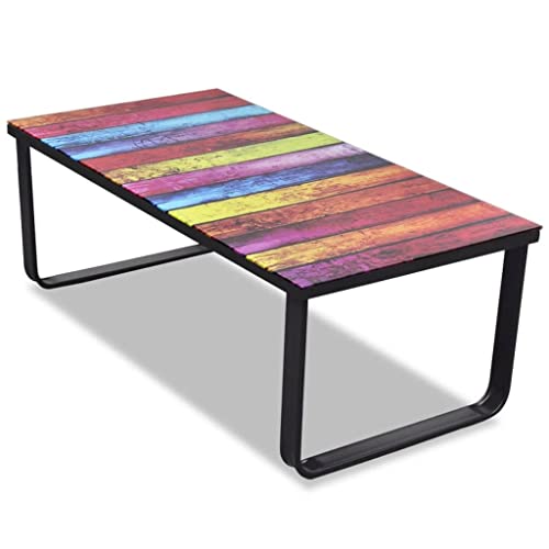 Holamys Couchtisch mit Glasplatte, Regenbogen-Aufdruck, 90x45x32 cm, rechteckig, Robustes Eisengestell, moderner Beistelltisch fürs Wohnzimmer Holamys Couchtisch mit Glasplatte, Regenbogen-Aufdruck, 90x45x32 cm, rechteckig, Robustes Eisengestell, moderner Beistelltisch fürs Wohnzimmer von Holamys
