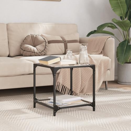 Holamys Couchtisch mit Glasplatte Schwarz, 40x40x40 cm, Moderner Beistelltisch aus Stahl für Wohnzimmer, Quadratischer Kaffeetisch, Stilvoller Sofatisch Holamys Couchtisch mit Glasplatte Schwarz, 40x40x40 cm, Moderner Beistelltisch aus Stahl für Wohnzimmer, Quadratischer Kaffeetisch, Stilvoller Sofatisch von Holamys