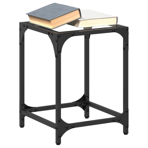 Holamys Couchtisch mit Glasplatte Transparent, 30x30x40 cm, Stahlgestell, Modernes Design, Robuster Beistelltisch für Wohnzimmer, Elegante Ablage von Holamys
