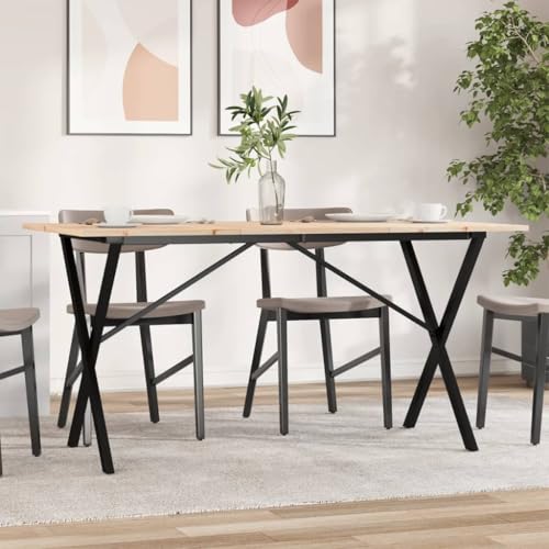 Holamys Esstisch aus Massivholz Kiefer, unbehandelt, mit robustem X-Gestell aus pulverbeschichtetem Stahl, 140x80x75 cm, ideal für Küche und Esszimmer Holamys Esstisch aus Massivholz Kiefer, unbehandelt, mit robustem X-Gestell aus pulverbeschichtetem Stahl, 140x80x75 cm, ideal für Küche und Esszimmer von Holamys