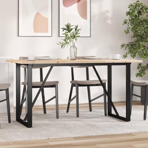 Holamys Esstisch aus massivem Kiefernholz, 140x80x75,5 cm, O-Gestell, Stahlrahmen, für Esszimmer und Küche, robuster Küchentisch Holamys Esstisch aus massivem Kiefernholz, 140x80x75,5 cm, O-Gestell, Stahlrahmen, für Esszimmer und Küche, robuster Küchentisch von Holamys