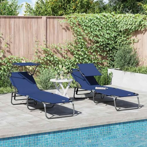 Holamys Faltbare Sonnenliegen 2er Set, blau, UV-beständiges Oxford-Gewebe, verstellbar, für Garten, Terrasse, Strand, Pool Holamys Faltbare Sonnenliegen 2er Set, blau, UV-beständiges Oxford-Gewebe, verstellbar, für Garten, Terrasse, Strand, Pool von Holamys