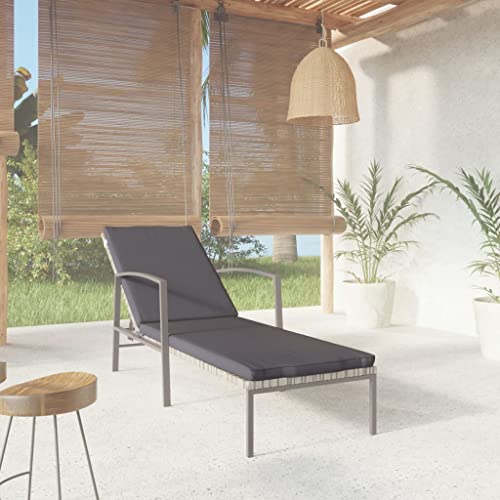 Holamys Garten Sonnenliege mit bequemer Auflage, Verstellbarer Rückenlehne, Poly Rattan, Grau, für entspannte Stunden im Freien, Pool, Balkon, Terrasse Holamys Garten Sonnenliege mit bequemer Auflage, Verstellbarer Rückenlehne, Poly Rattan, Grau, für entspannte Stunden im Freien, Pool, Balkon, Terrasse von Holamys