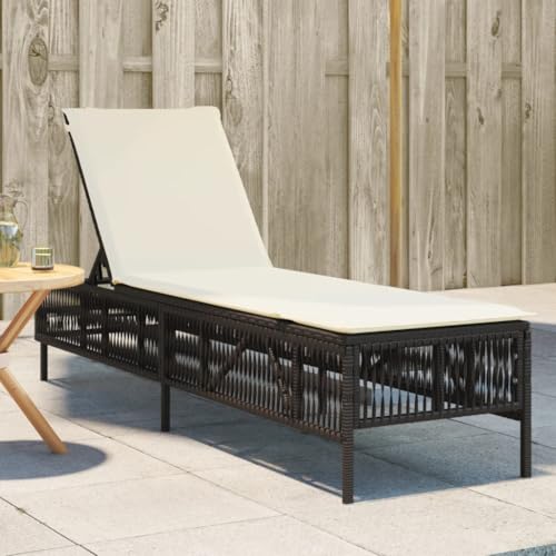 Holamys Gartenliege für Außenbereich, verstellbare Sonnenliege mit Polyrattan-Geflecht, UV-beständig, 198x55cm, ideal zum Entspannen am Pool von Holamys