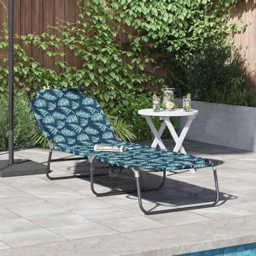 Holamys Klappbare Sonnenliege mit elegantem Blattmuster, UV-beständigem 600D Oxford-Stoff, ideal für Garten, Terrasse, Balkon und Pool, Bequeme Entspannung für eine Person. von Holamys