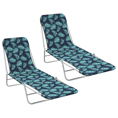 Holamys Klappbare Sonnenliegen 2er Set, Outdoor-Gartenmöbel mit Verstellbarer Rückenlehne, 120 kg Belastbarkeit, leicht transportierbar für Strand und Camping von Holamys
