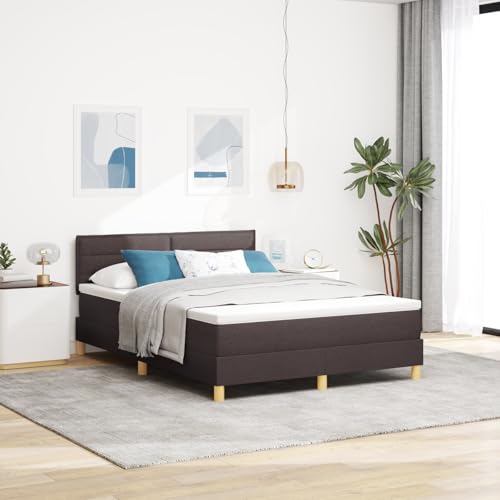 Holamys LED Boxspringbett mit Matratze, 160x200 cm, Dunkelbraun, Stoff, komfortabel, modern, elegant, für Schlafzimmer von Holamys