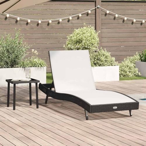 Holamys Liegestuhl 2er Set Schwarz, verstellbar, Poly Rattan, wetterfest für Garten, Poolbereich, entspannte Stunden im Freien von Holamys