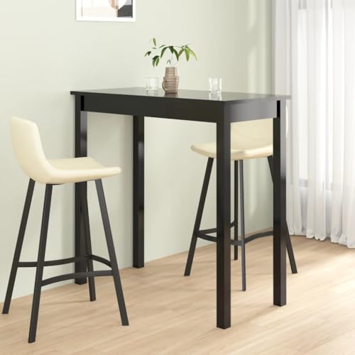 Holamys Moderner schwarzer Bartisch aus MDF, 115x55x107 cm, platzsparend für Küche und Essbereich, stabile Kiefernholzbeine, ideal für kleinere Wohnungen, leicht zu montieren Holamys Moderner schwarzer Bartisch aus MDF, 115x55x107 cm, platzsparend für Küche und Essbereich, stabile Kiefernholzbeine, ideal für kleinere Wohnungen, leicht zu montieren von Holamys