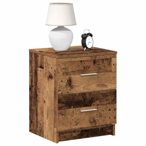 Holamys Nachttische 2er-Set, 40x36x50 cm, mit 2 Schubladen, Altholz-Optik, Kommode für Schlafzimmer, Wohnzimmer, Beistelltisch, Nachtkonsole von Holamys