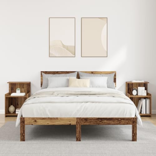 Holamys Nachttische 2er Set, Beistelltische aus altem Holz, 40x35x60cm, rustikale Schlafzimmer-Möbel, ideal für kleine Räume, stabile Endtische Holamys Nachttische 2er Set, Beistelltische aus altem Holz, 40x35x60cm, rustikale Schlafzimmer-Möbel, ideal für kleine Räume, stabile Endtische von Holamys