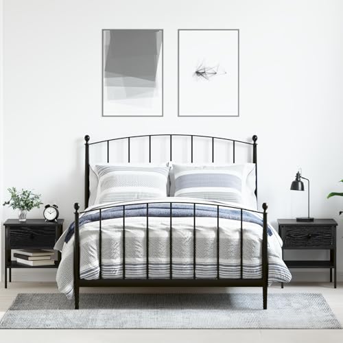 Holamys Nachttische 2er Set, Elegantes Design, Stauraum für Schlafzimmer, Schwarze Eiche, 40x42x45 cm, ideal als Night Stand, Bedside Table von Holamys